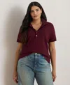 Ralph Lauren Plus Size Pique Slim Fit Polo Shirt In Burgundy