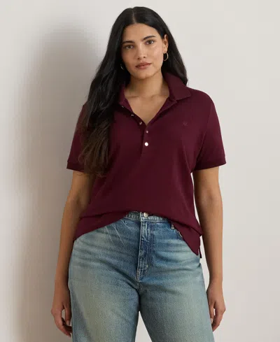 Ralph Lauren Plus Size Pique Slim Fit Polo Shirt In Burgundy