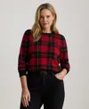 Ralph Lauren Plus Size Plaid Crew Neck Sweater In Red