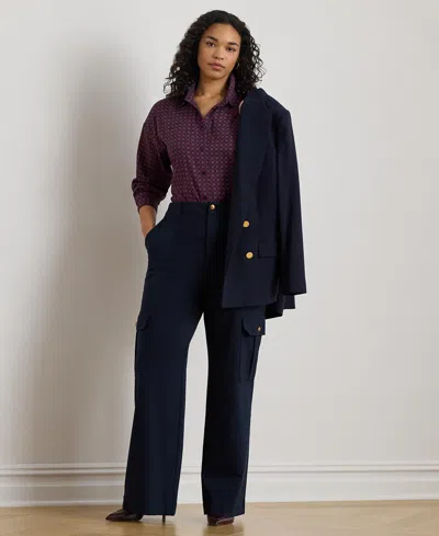 Ralph Lauren Plus Size Ponte Wide-leg Cargo Pants In Blue