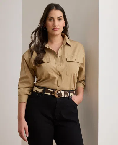 Ralph Lauren Plus Size Relaxed-fit Featherweight Cotton Shirt
