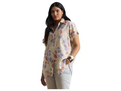 Ralph Lauren Plus Size Relaxed Fit Floral Short Sleeve Shirt In Multi