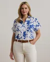 Ralph Lauren Plus Size Relaxed-fit Print Short-sleeve Shirt In Multi
