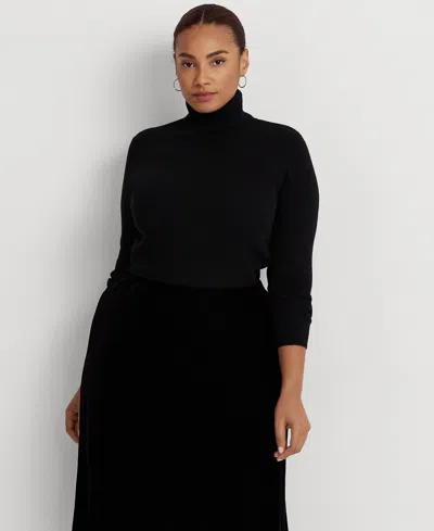 Ralph Lauren Plus-size Ribbed Turtleneck Sweater In Polo Black