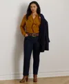Ralph Lauren Plus Size Ruffle Trimmed Tunic Top In Brown