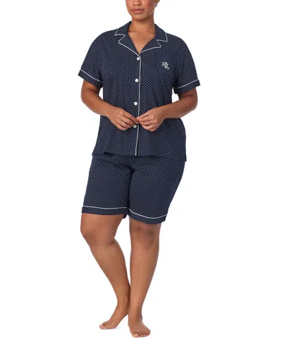 Ralph Lauren Plus Size Short-sleeve Notch-collar Bermuda Pajama Set