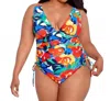 Ralph Lauren Plus Size Side-shirred One Piece Swimsuit In Multi