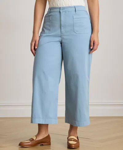 Ralph Lauren Plus Size Stretch Chino Wide-leg Cropped Pants In Blue