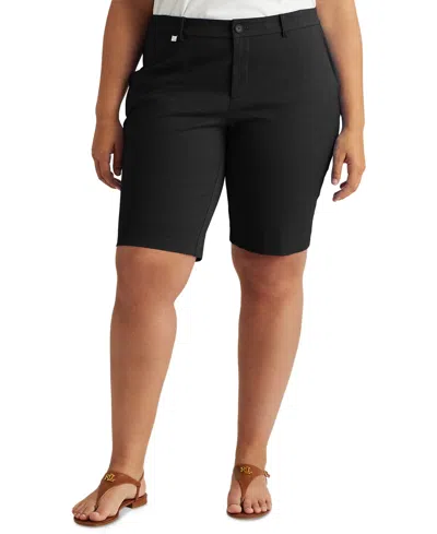Ralph Lauren Plus-size Stretch Cotton Shorts In Black