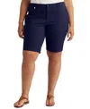 Ralph Lauren Petites Womens Mid Rise Knee Length Bermuda Shorts In Lauren Navy
