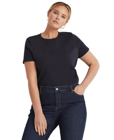 Ralph Lauren Plus Size Stretch Cotton T-shirt In Lauren Navy