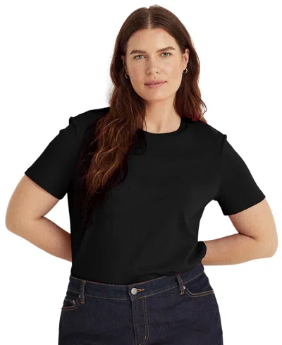 Ralph Lauren Plus Size Stretch Cotton T-shirt In Polo Black