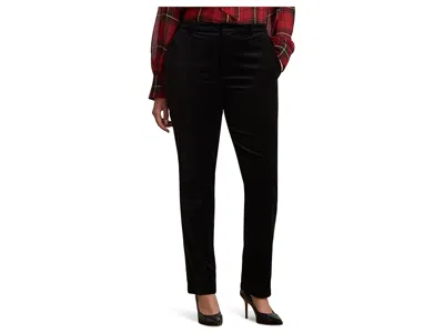 Ralph Lauren Plus Size Stretch Velvet Cropped Pants In Black