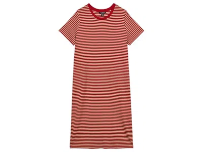 Ralph Lauren Plus Size Striped Cotton-blend Ribbed T-shirts Dress In Pink