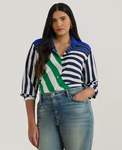 Ralph Lauren Plus Size Striped Long-sleeve Shirt