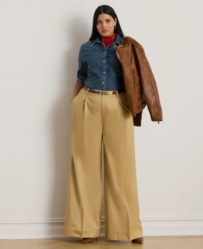 Ralph Lauren Plus Size Twill Denim Shirt In Gray