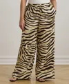 Ralph Lauren Plus Size Zebra-print Linen Wide-leg Pants