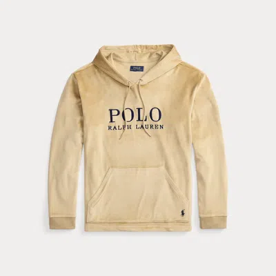 Ralph Lauren Plush Velour Sleep Hoodie In Gold