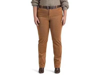 Ralph Lauren Plus-size Corduroy Mid-rise Straight Pant In Brown