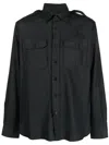 Ralph Lauren Pointed-collar Button-up Cotton Blend Shirt In Grey