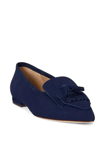 Ralph Lauren Londyn Sheep-suede Kiltie Ballet Flat In Refined Navy In Blue