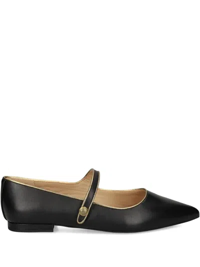 Ralph Lauren Pointed-toe Mary Jane Flats In Black
