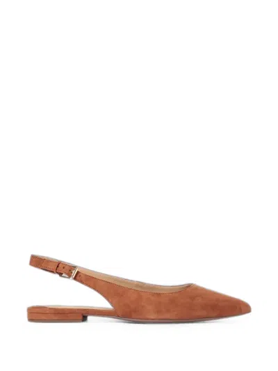 Ralph Lauren Pointed-toe Slingback Ballet Flats In Brown