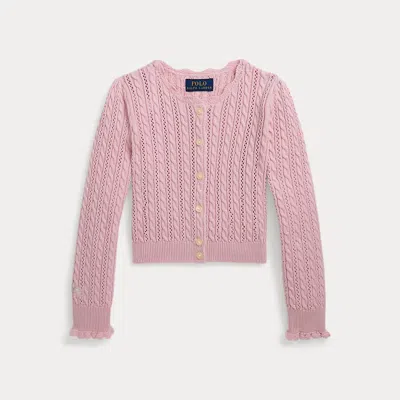 Ralph Lauren Kids' Pointelle-knit Cotton Cardigan In Pink