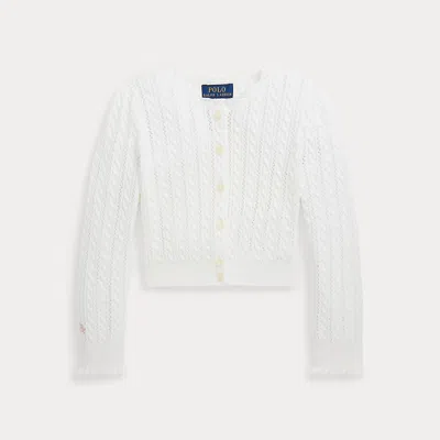 Ralph Lauren Kids' Pointelle-knit Cotton Cardigan In White