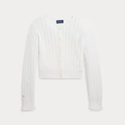 Ralph Lauren Kids' Pointelle-knit Cotton Cardigan In White