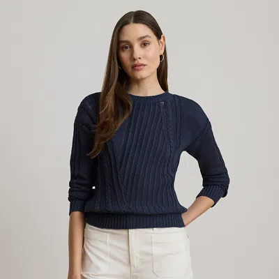 Ralph Lauren Pointelle-knit Cotton Crewneck Sweater