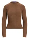 Ralph Lauren Pointelle-knit Raglan-sleeve Sweater In Brown