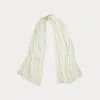 Ralph Lauren Pointelle-knit Wrap Scarf In Cream