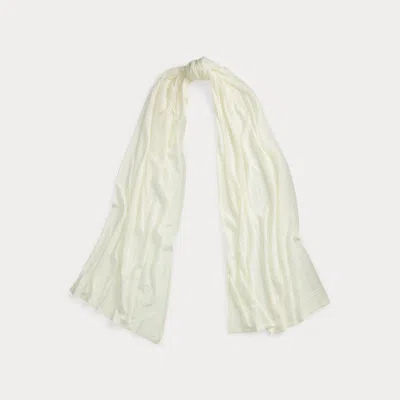 Ralph Lauren Pointelle-knit Wrap Scarf In Neutral