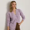 Ralph Lauren Pointelle Wool-blend V-neck Cardigan In Pink