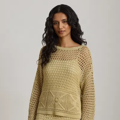 Ralph Lauren Pointelle-knit Linen-blend Sweater In Canyon Sand