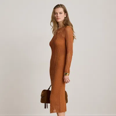 Ralph Lauren Pointelle-knit Sheath Dress In Red Terracotta In Orange