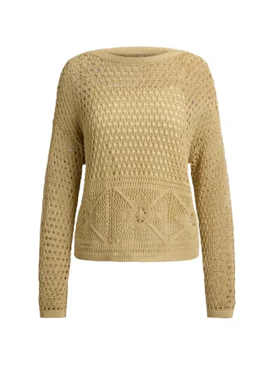 Ralph Lauren Pointelle-knit Sweater In Gold