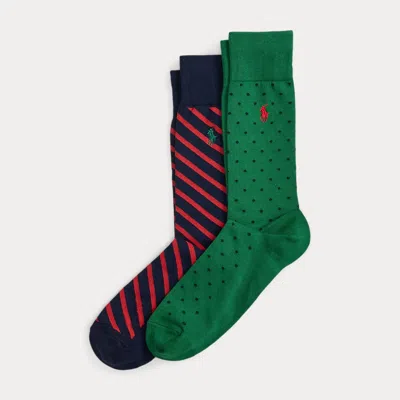 Ralph Lauren Polka-dot & Striped Trouser Sock 2-pack In Multi