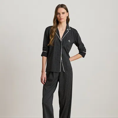 Ralph Lauren Polka-dot Cotton-blend Lawn Sleep Set In Black