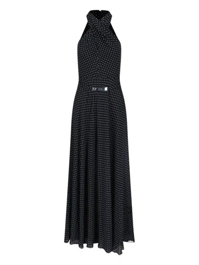 Ralph Lauren Polka Dot Maxi Halter Dress In Blue