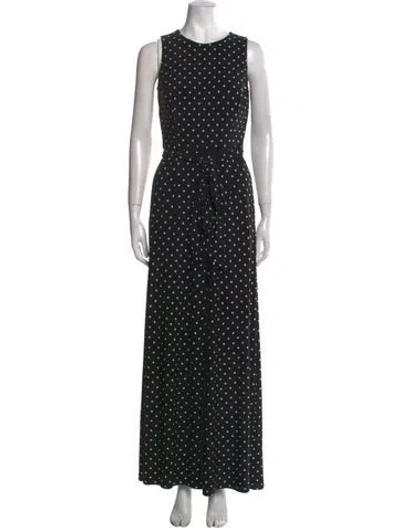 Pre-owned Ralph Lauren Polka Dot Print Crew Neck Jumpsuit In Black
