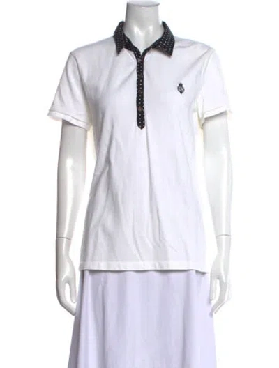 Pre-owned Ralph Lauren Polka Dot Print Short Sleeve Polo In Neutrals