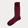 Ralph Lauren Polka-dot Wool-blend Dress Socks In Burgundy