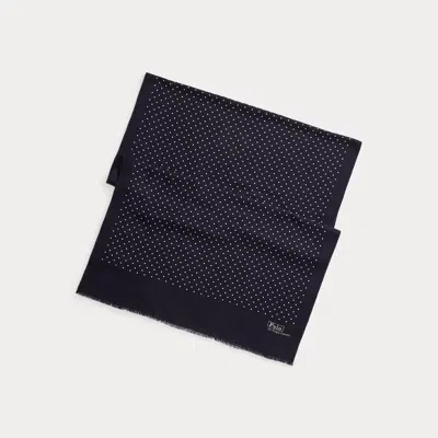 Ralph Lauren Polka-dot Wool-cashmere Scarf In Blue