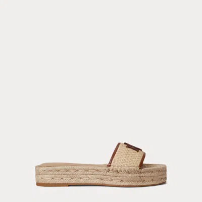 Ralph Lauren Polly Leather-trim Raffia Espadrille In Brown