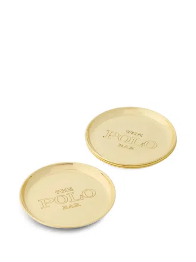 Ralph Lauren Polo Bar Engraved Coaster Set (set Of Two) In Gold
