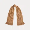 Ralph Lauren Polo Bear Cable-knit Wool-blend Scarf In Brown