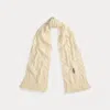 Ralph Lauren Polo Bear Cable-knit Wool-blend Scarf In Neutral