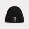Ralph Lauren Polo Bear Cable Wool-blend Beanie In Black